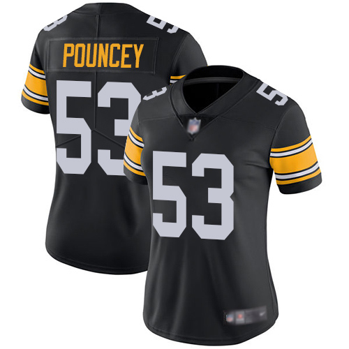 Women Pittsburgh Steelers Football #53 Limited Black Maurkice Pouncey Alternate Vapor Untouchable Nike NFL Jersey